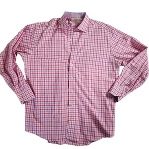 Lorenzo Uomo Pink Purple White Checkered The Pefect Fashion Shirt 17 1/2 34-35